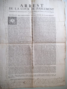 Arrêt de la Cour de Parlement de Flandre du 29 juin 1727 concernant la souveraineté et le ressort des bourgs de Fumay, Revin et Feppin.
