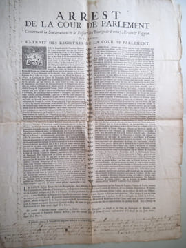Arrêt de la Cour de Parlement de Flandre du 29 juin 1727 concernant la souveraineté et le ressort des bourgs de Fumay, Revin et Feppin. . Arrêt de la ...