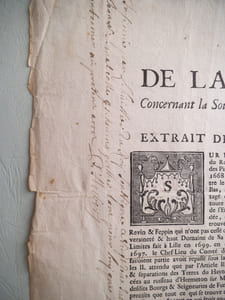 Arrêt de la Cour de Parlement de Flandre du 29 juin 1727 concernant la souveraineté et le ressort des bourgs de Fumay, Revin et Feppin.
