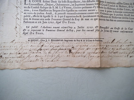 Arrêt de la Cour de Parlement de Flandre du 29 juin 1727 concernant la souveraineté et le ressort des bourgs de Fumay, Revin et Feppin. . Arrêt de la ...