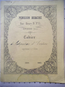 Cahier de composition d’écriture.