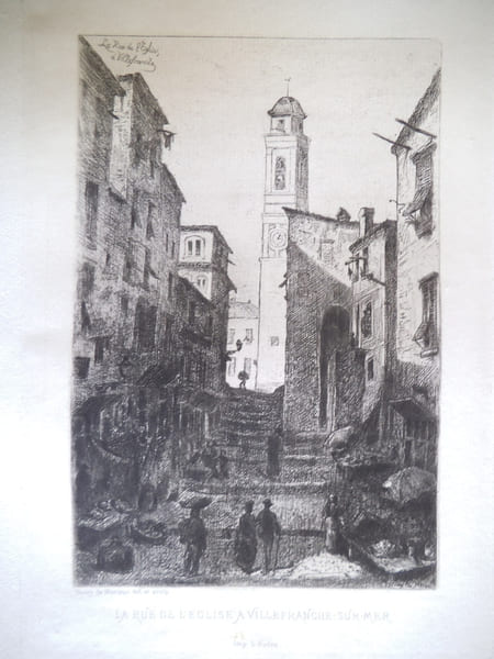 La rue de l’&eacute;glise  &agrave; Villefranche- sur- Mer.. MONTAUT Henri de