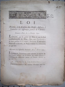LOI 562 relative à la fixation des masses destinées à l’entretien des différentes parties de l’armée.