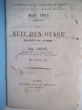 La Nuit d’un otage . CREPIN Eugène