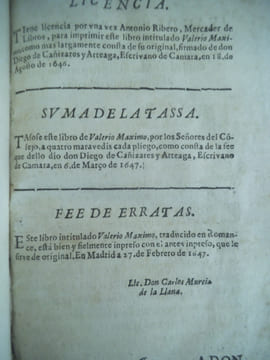 Los Nueve libros de los exemplos y virtudes morales de Valerio Maximo Traduzidos y commentados en lengua casrllano por Digos Lopez et Comento Sobre ...