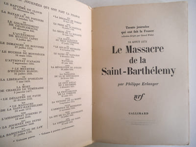 Le massacre de la Saint Barthélémy 24 août 1572.