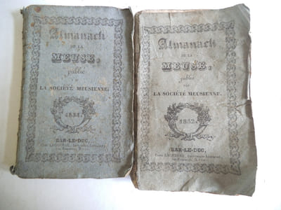 Almanachs de la Meuse année 1832 et année 1834