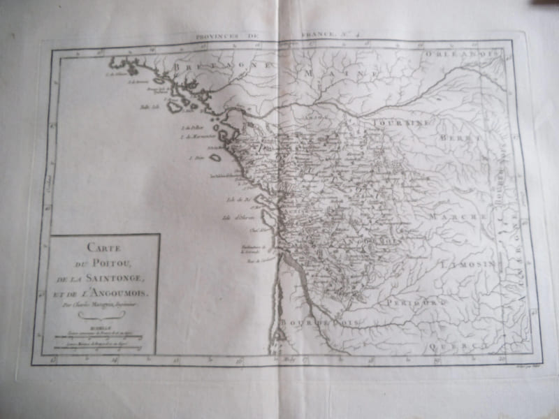 Carte du Poitou,de la Saintonge et de l'Angoumois . Atlas Philippe de Pretot  