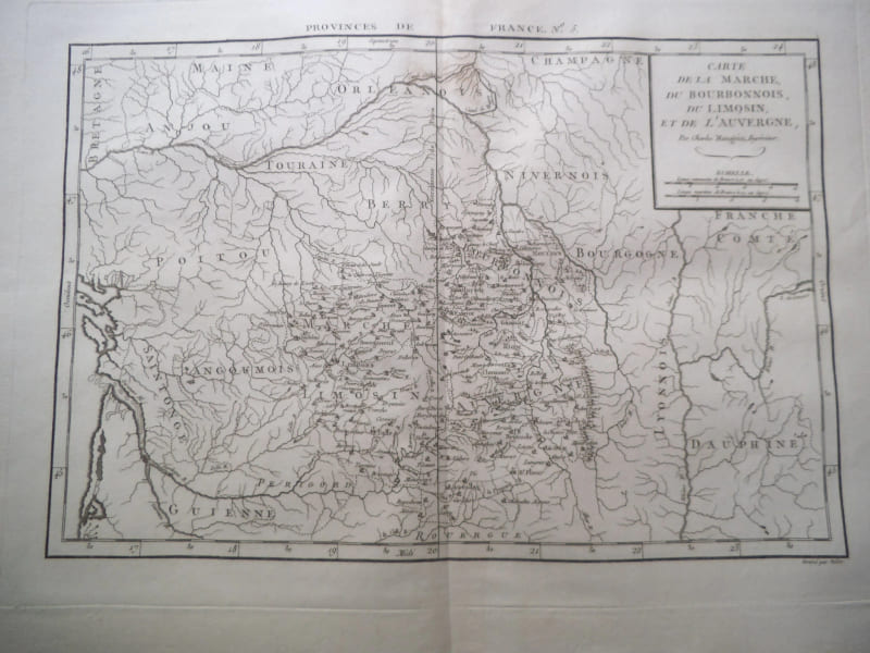 Carte de La Marche, du Bourbonnois,du Limousin et de l'Auvergne  . Atlas Philippe de Pretot  