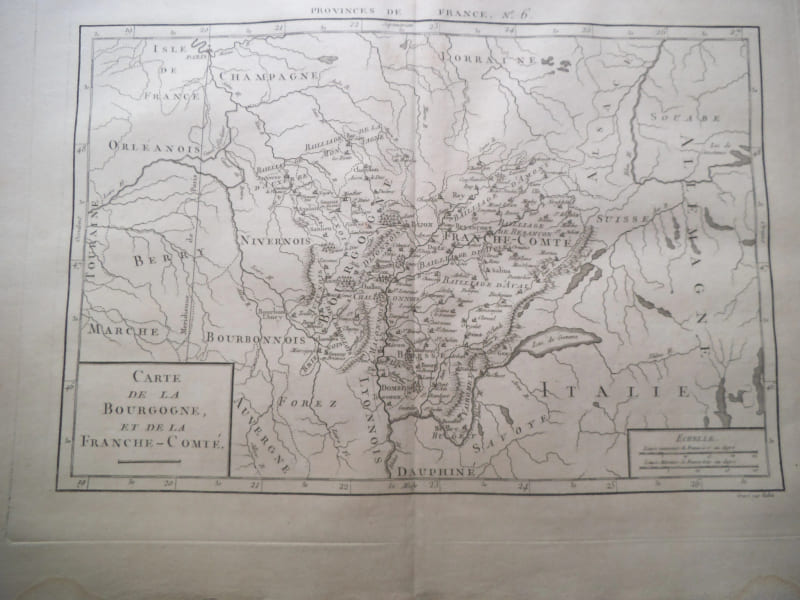 Carte de la Bourgogne et de la franche Comt&eacute; . Atlas Philippe de PRETOT
