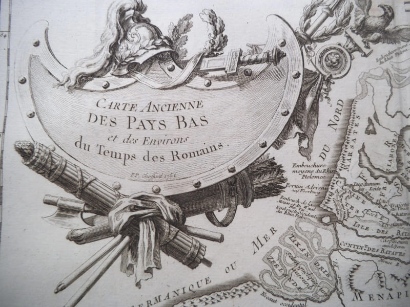 carte ancienne des Pays Bas et des environs du temps des romains . Atlas Philippe de PRETOT