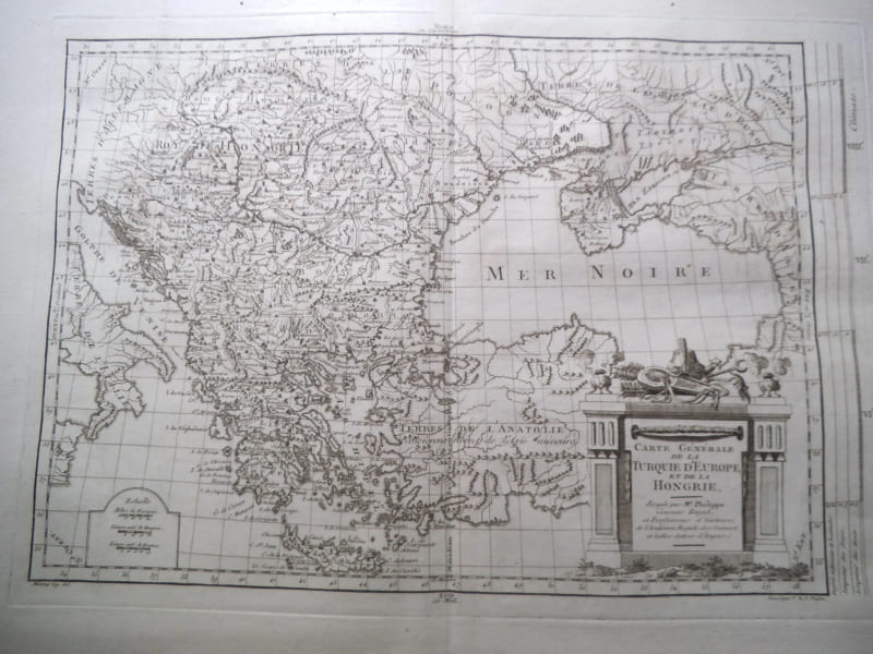 Carte g&eacute;n&eacute;rale de la Turquie d'Europe et de la Hongrie. Atlas Philippe de PRETOT  