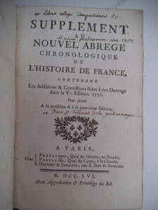 Supplément au nouvel abrégé chronologique de l’histoire de France