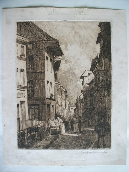 rue anim&eacute;e,eau-forte originale. ARMINGTON Milton Frank 