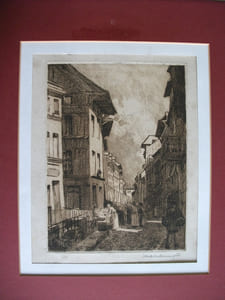 rue animée,eau-forte originale