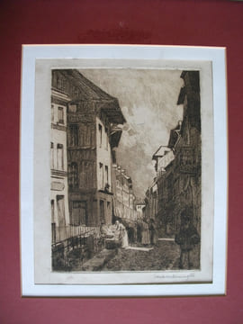 rue animée,eau-forte originale. ARMINGTON Milton Frank
