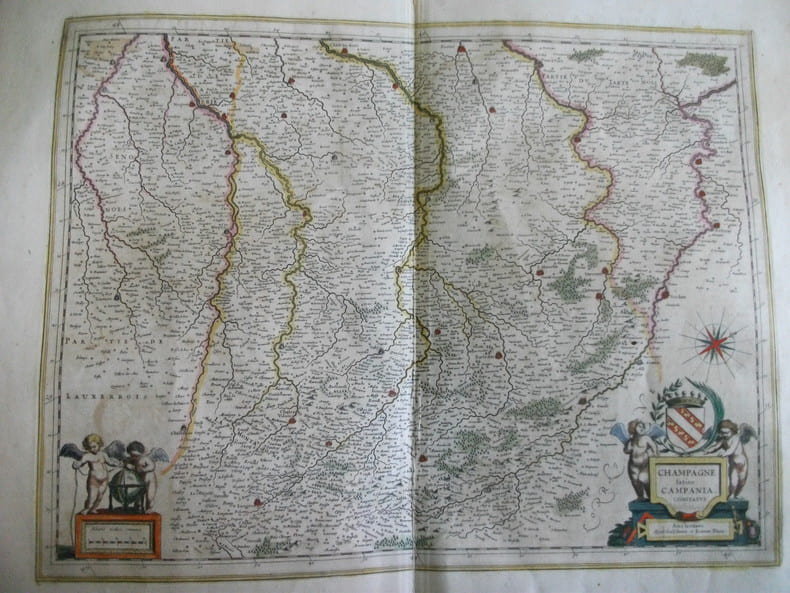 Carte de la Champagne Latine Campagnia Comitatus. BLAEU Joannem Amsterdam 