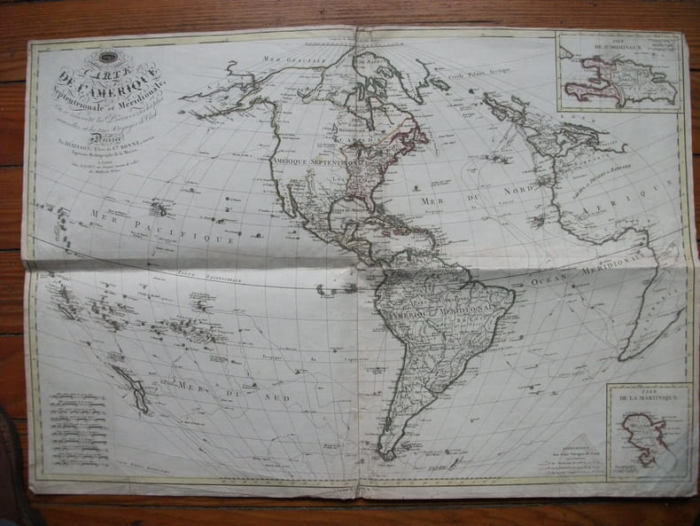 Carte de l’Am&eacute;rique Septentrionale et M&eacute;ridionale 1795. . HERISSON Eustache