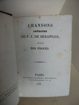 Chansons inédites suivies des procès.. BERANGER
