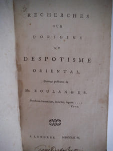 Recherches sur l’origine du Despotisme Oriental.