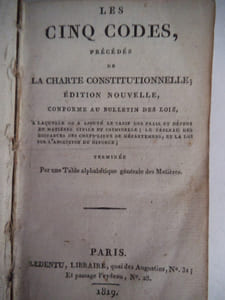 Les cinq codes précédés de la Charte Constitutionnelle.