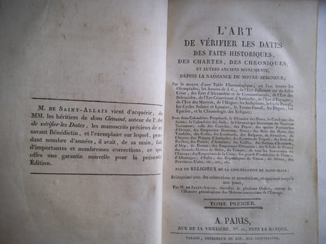 L’art de vérifier les dates des faits historiques. CLEMENT François Dom