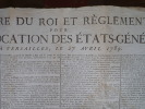 LETTRE DU ROI ET REGLEMENT pour la convocation des Etats Généraux à Versailles,le 27 avril 1789.. Louis XVI