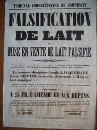 falsification de lait et mise en vente de lait falsifié. Condamnation de la nommée Joséphine Ursule LACQUEHAYE