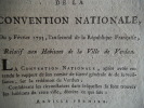 Décret de la Convention Nationale du 9 février 1793,l’an second de la République Française, relatif aux habitans de la ville de Verdun. .  Convention ...