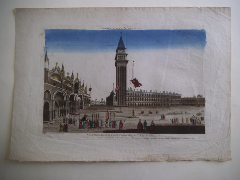 Vu&euml; et perspective de la grande et c&eacute;l&egrave;bre place St Marc de Venise.. Vue d’optique