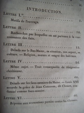 Lettres sur l’origine de la chouannerie et sur les chouans du Bas-Maine. DUCHEMIN DESCEPEAUX J.