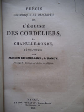 Précis historique et descriptif sur l’église des Cordeliers,. CAYON Jean