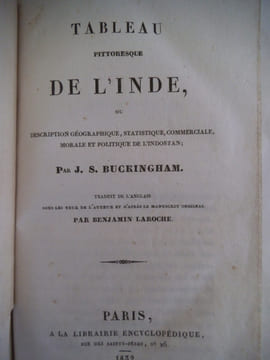 Tableau pittoresque de l'Inde.Ou description géographique , statistique,commerciale morale et politique de L'Indostan.. BUCKINGHAM J.