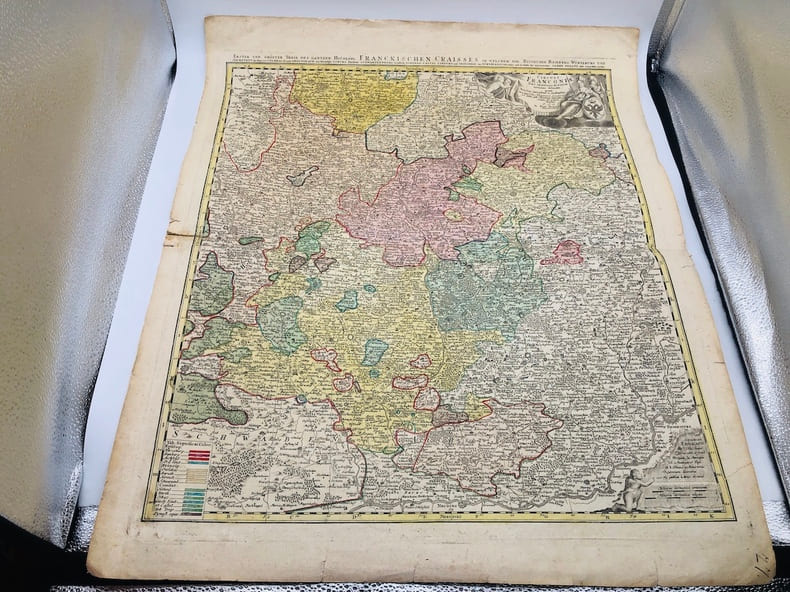 Circuli Franconiae pars orientalis et potior novissim. e delineata quam. Map of Franconia, Germany (Bavaria, Bamberg, W&uuml;rtzburg, Nuremberg). Homann, ...
