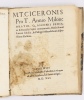 Pro T. Annio Milone Oratio, Sylvii Commentariis. M. T. Ciceronis (Cicéron)