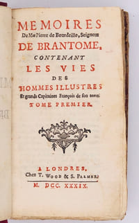 Mémoires de Brantome contenant les anecdotes de la Cour de France sous les rois Henry II, François II, Henry III et IV touchant les duels ( 4 volumes, complet)