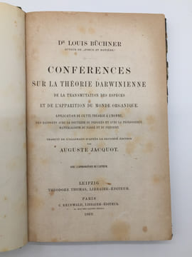 Conférences sur la théorie darwinienne de la transmutation des espèces et de l'apparition du monde organique. Application de cette théorie à l'homme.. ...