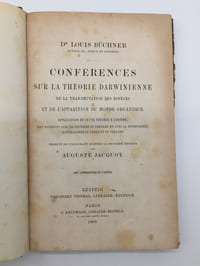 Conférences sur la théorie darwinienne de la transmutation des espèces et de l'apparition du monde organique. Application de cette théorie à l'homme.