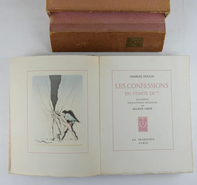 Confessions du Comte de ***. Illustrées d'eaux-fortes originales par Maurice Leroy.. DUCLOS, Charles ; LEROY, Maurice (illustrations).