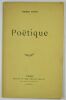 Poëtique. Édition originale.. LOUYS, Pierre.