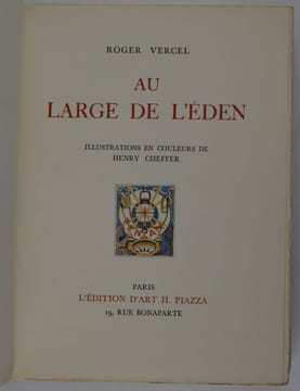Au large de l'Éden. Illustrations en couleurs de Henry Cheffer.. VERCEL, Roger - (CHEFFER, Henry).