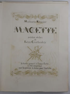 Macette. Pointes-sèches de Léon Courbouleix. Le texte, gravé à l'eau-forte, a été imprimé sur la presse à bras par l'artiste.. RÉGNIER, Mathurin - ...