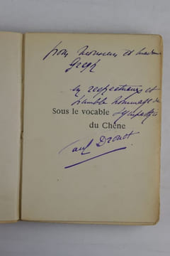 Sous le vocable du chêne. [Édition originale, envoi]. DROUOT, Paul.