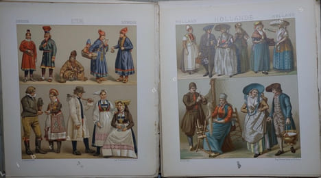 Le costume historique. - Cinq cents planches, trois cents en couleurs, or et argent, deux cents en camaïeu. - Types principaux du vêtement et de la ...