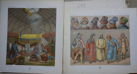 Le costume historique. - Cinq cents planches, trois cents en couleurs, or et argent, deux cents en camaïeu. - Types principaux du vêtement et de la ...
