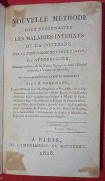Nouvelle méthode pour reconnaitre les maladies internes de la poitrine par la percussion de cette cavité par Avenbrugger, (....) ; ouvrage traduit du ...