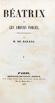 Béatrix ou les amours forcés. Scènes de la vie privée. BALZAC (Honoré de)