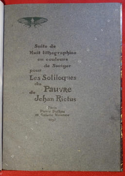 Suite de lithographies en couleurs de Sunyer pour les Soliloques du Pauvre de Jehan Rictus. SUNYER (Joaquim), RICTUS (Jehan)