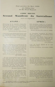Second manifeste du Surréalisme. BRETON, André