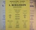 Lot : Manufacture d’armes de chasse et de tir L. Bergeron - tarif 251, 252 et 253. ( CATALOGUE )  L. BERGERON